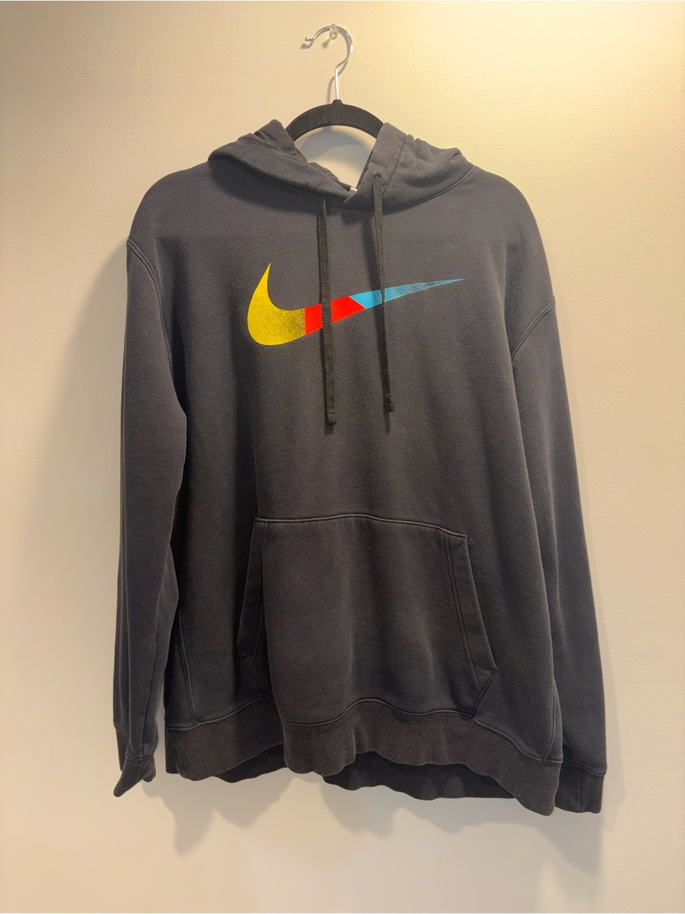 Nike Black Hoodie with Yellow, Red & Blue Swoosh